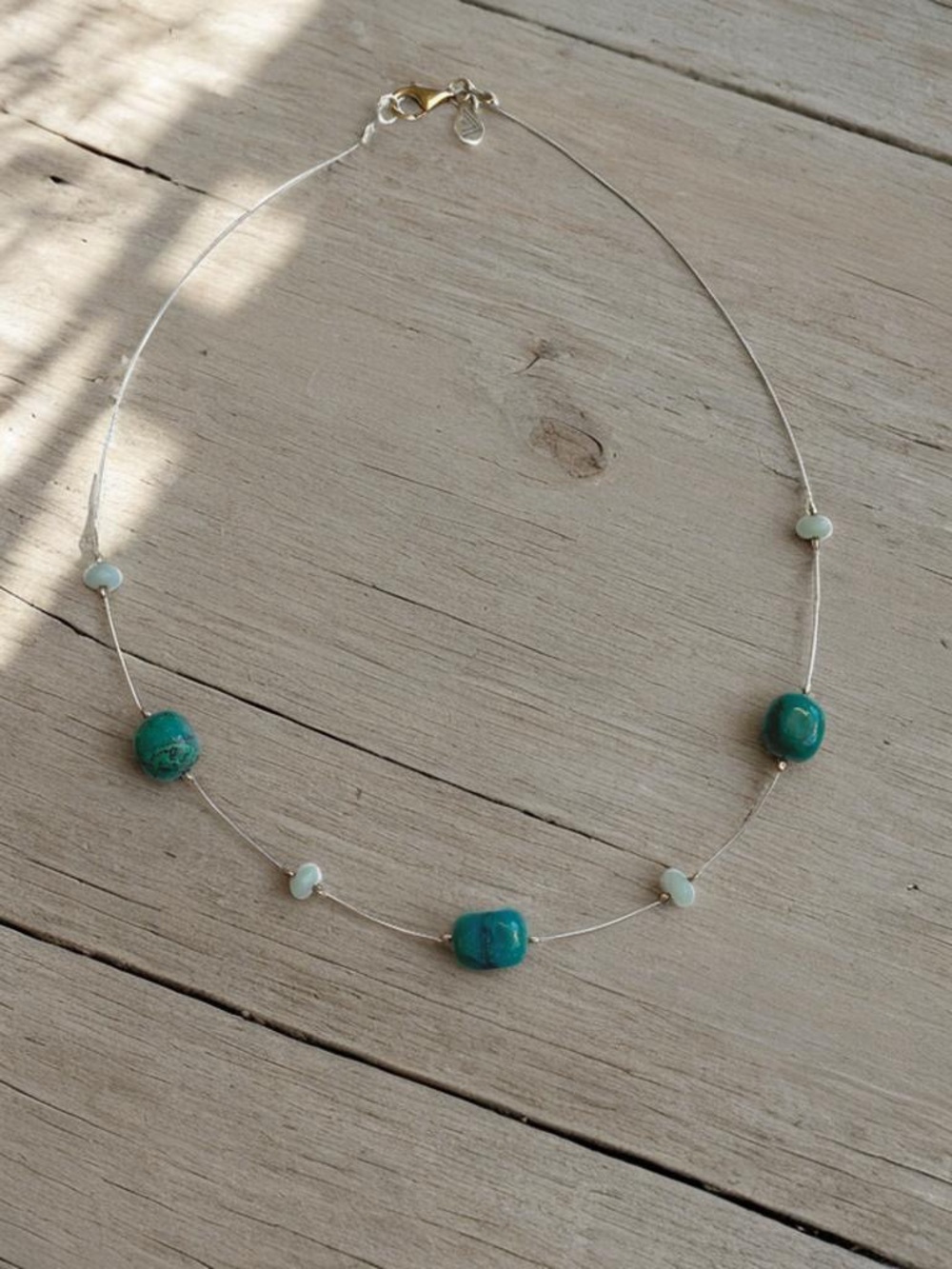 Silpada Chrysocolla Bead Wire Station Necklace 16" N1888